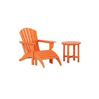Outdoor Adirondack Chair With Ottoman And Side Table 3 pc Set