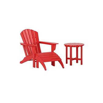 Outdoor Adirondack Chair With Ottoman And Side Table 3 pc Set