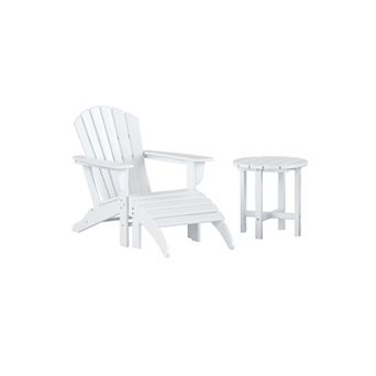 Outdoor Adirondack Chair With Ottoman And Side Table 3 pc Set