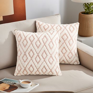 Soft Snowflake Fleece Throw Pillow Cover, Geometric Cushion Case with Hidden Zippered 2Pcs