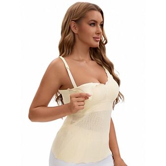 Women's Lace Nursing Tanks with Adjustable Straps Breastfeeding V Neck Built-In Bra Cami