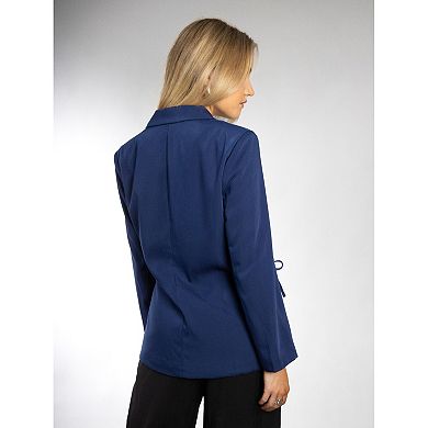 Jess by Meiko Women's Notched Lapel Double Tie Wrap Blazer