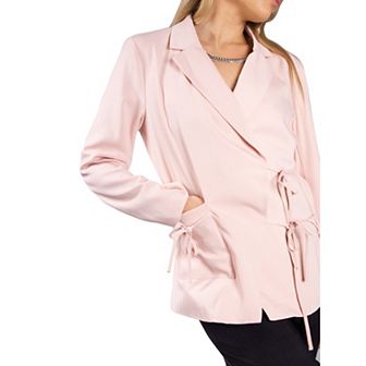 Jess by Meiko Women's Notched Lapel Double Tie Wrap Blazer