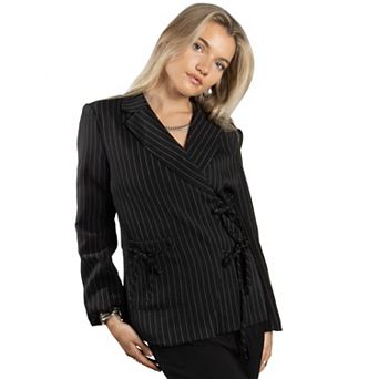 Jess by Meiko Women's Notched Lapel Double Tie Wrap Blazer