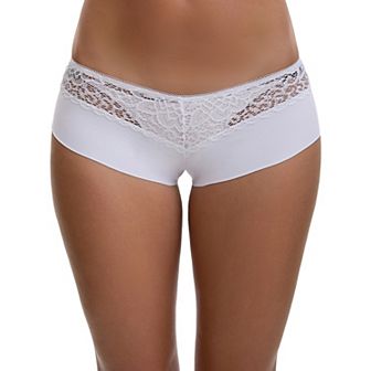 Women's Lace Ice Silk Boyshorts Panties Hollow Out Mid Rise Comfort Briefs Underwear