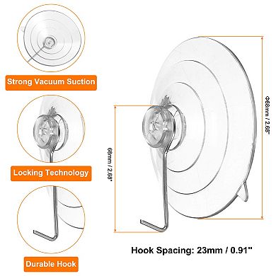 16pcs Suction Cup Hooks 2.68" Powerful Vacuum Suction Shower Hooks Wreath Cup Hook Load 6.6 lbs