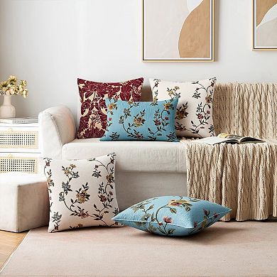 Throw Pillow Covers Set of 2, Flower Plant Pillows Case, Floral Farmhouse Decor Cushion Cover