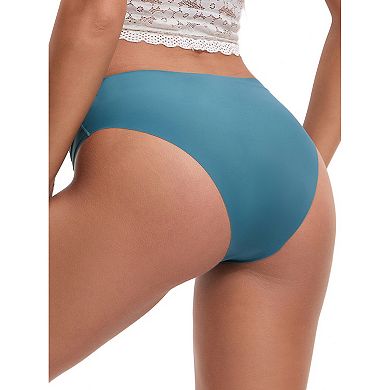 Women's Mid Waisted Briefs Smooth Silky Panties Soft Lace Underwear Breathable Underpants