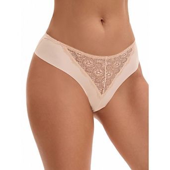 Women's Mid Waisted Briefs Smooth Silky Panties Soft Lace Underwear Breathable Underpants