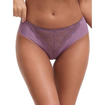 Women's Mid Waisted Briefs Smooth Silky Panties Soft Lace Underwear Breathable Underpants