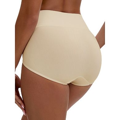 Women's High Waist Tummy Slimming Elastic Waistband Briefs Hi-Cut Breathable Hip Lifter Underwear