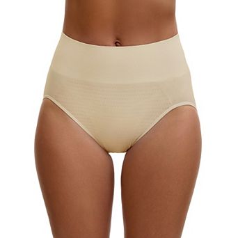 Women's High Waist Tummy Slimming Elastic Waistband Briefs Hi-Cut Breathable Hip Lifter Underwear