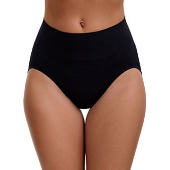 Women's High Waist Tummy Slimming Elastic Waistband Briefs Hi-Cut Breathable Hip Lifter Underwear