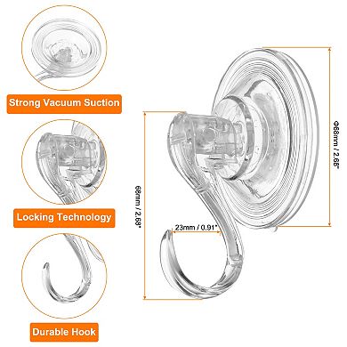 9pcs Suction Cup Hooks 2.44" Powerful Vacuum Suction Shower Hooks Wreath Cup Hook Load 6.6 lbs