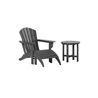 Outdoor Adirondack Chair With Ottoman And Side Table 3 pc Set