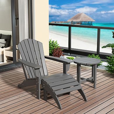 Outdoor Adirondack Chair With Ottoman And Side Table 3-Piece Set