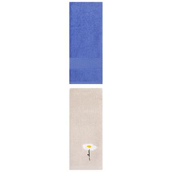 2 pc Cotton Absorbent Soft Decorative Hand Towel Set for Bathroom, Hotel and Spa 13"x30"