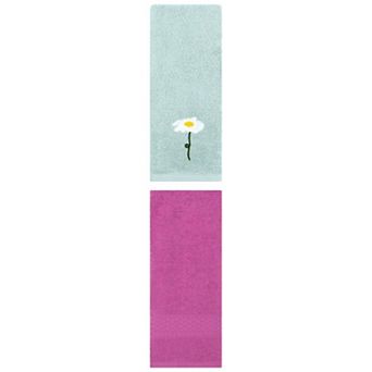 2 pc Cotton Absorbent Soft Decorative Hand Towel Set for Bathroom, Hotel and Spa 13"x30"