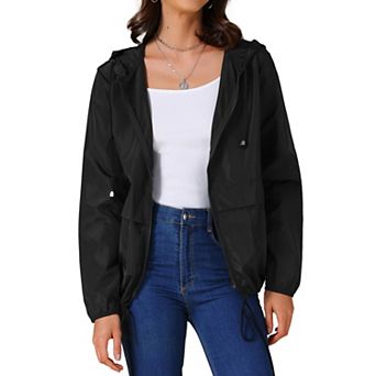 Women's Raincoats Waterproof with Hood Windbreaker Trench Coat Lightweight with Pockets for Outdoor