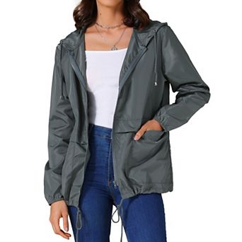 Women's Raincoats Waterproof with Hood Windbreaker Trench Coat Lightweight with Pockets for Outdoor