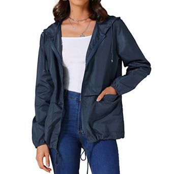 Women's Raincoats Waterproof with Hood Windbreaker Trench Coat Lightweight with Pockets for Outdoor