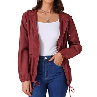 Women's Raincoats Waterproof with Hood Windbreaker Trench Coat Lightweight with Pockets for Outdoor