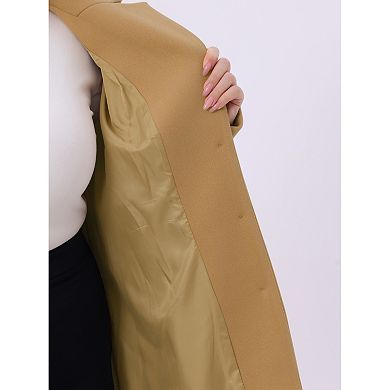 Women's Plus Size Winter Coats Mid Length Notch Lapel Single Breasted Pea Coat Jacket Trendy Dressy