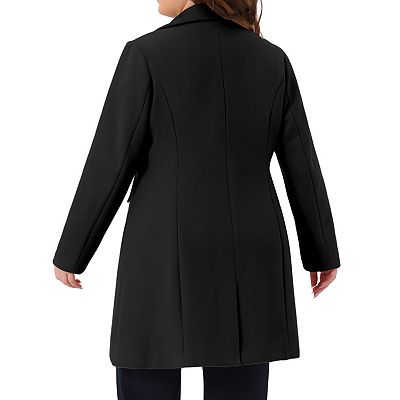 Women's Plus Size Winter Coats Mid Length Notch Lapel Single
