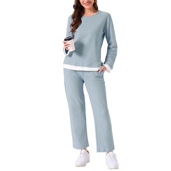 Women's Waffle Cotton Pajamas Long Sleeve with Pants 2 pc Matching Lounge Sets with Pockets