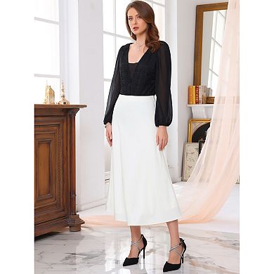 Women's Satin Maxi Skirt High Waist Formal A-Lined Evening Cocktail Mermaid Skirts