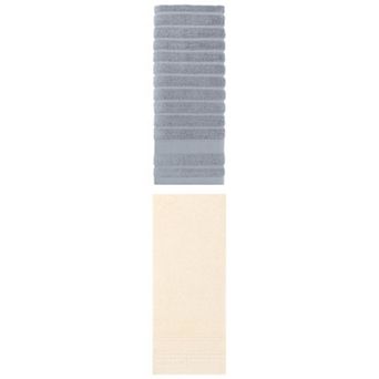 2 pc Striped Hand Towel Set, Comfort and Quick Drying Towels for Bathroom, Gym, Camp 14"x30"
