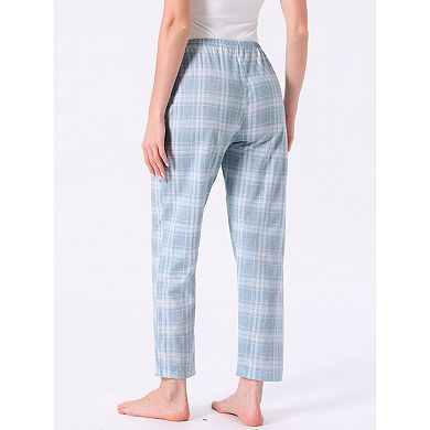 Women's Cotton Pajama Bottoms Elastic Waist with Pocket Sleepwear Lounge Long Pants