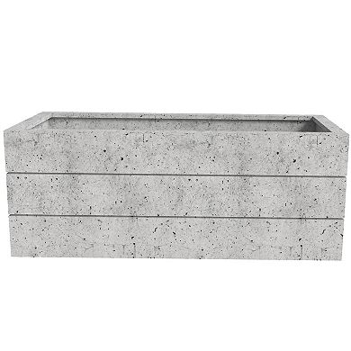 Leisuremod Oasis Series Rectangle Poly Stone Planter in White 15.7 x 13.8 35.8 Long