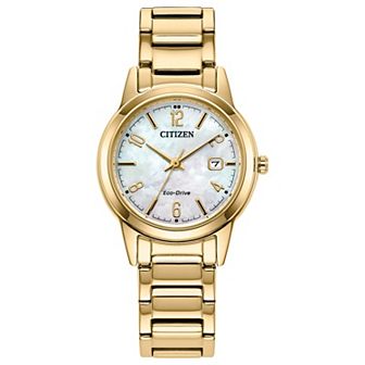 Citizen Eco-Drive Women's Mother-of-Pearl Dial Stainless Steel Bracelet Watch - FE1242-78D