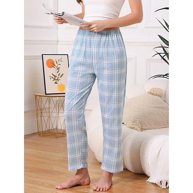 Women's Cotton Pajama Bottoms Elastic Waist with Pocket Sleepwear Lounge Long Pants