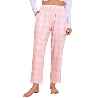 Women's Cotton Pajama Bottoms Elastic Waist with Pocket Sleepwear Lounge Long Pants