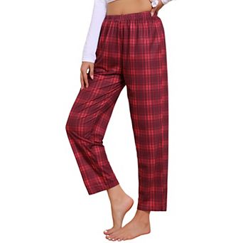 Women's Cotton Pajama Bottoms Elastic Waist with Pocket Sleepwear Lounge Long Pants