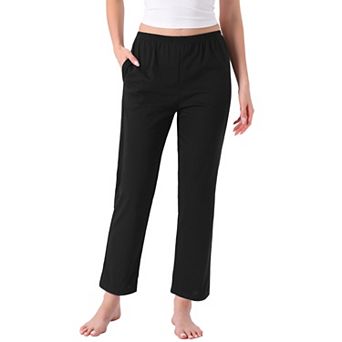 Women's Cotton Pajama Bottoms Elastic Waist with Pocket Sleepwear Lounge Long Pants