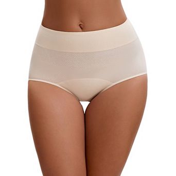 Women's Leak Proof Briefs Cotton High Waist Elastic Waistband Full Coverage Tummy Control Underwear