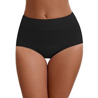 Women's Leak Proof Briefs Cotton High Waist Elastic Waistband Full Coverage Tummy Control Underwear