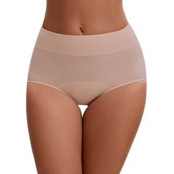 Women's Leak Proof Briefs Cotton High Waist Elastic Waistband Full Coverage Tummy Control Underwear