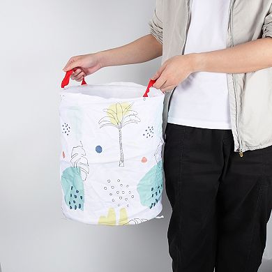 Folding Flower Pattern Laundry Basket 13.39"x15.75" 1 Pc