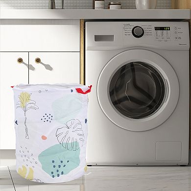Folding Flower Pattern Laundry Basket 13.39"x15.75" 1 Pc