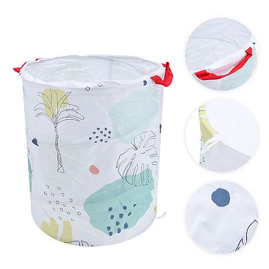 Folding Flower Pattern Laundry Basket 13.39"x15.75" 1 Pc