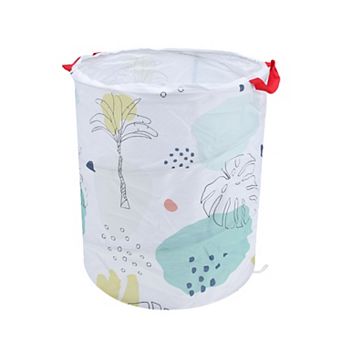 Folding Flower Pattern Laundry Basket 13.39"x15.75" 1 pc