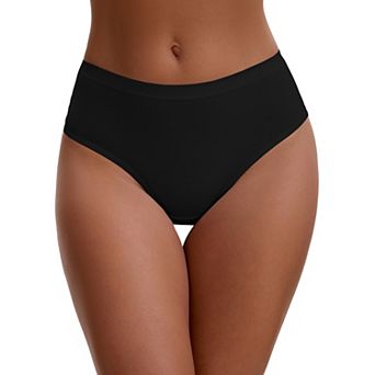 Women's Cotton High Waist Bright Trim Briefs Elastic Waistband Breathable Classic Underwear