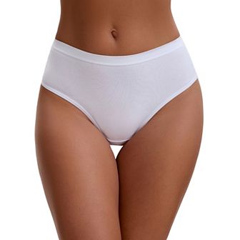 Women's Cotton High Waist Bright Trim Briefs Elastic Waistband Breathable Classic Underwear