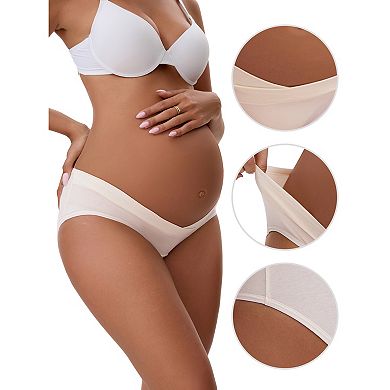 Women's Cotton Low Waist Under the Bump Maternity Briefs Pregnancy Classic Underwear