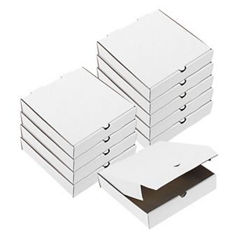 Pizza Box, 10 pc Cowhide Paper Mini Pizza Boxes, Square Corrugated Storage Container for Cake Pizza