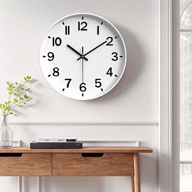 Simple Wall Clock, Big Numerals, Silent Non-Ticking Modern Battery Operated, 12x12x1.6 Inch